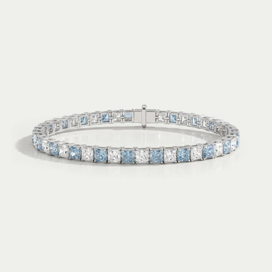 Blue Cushion Cut Lab Grown Diamond Bracelet Bracelet