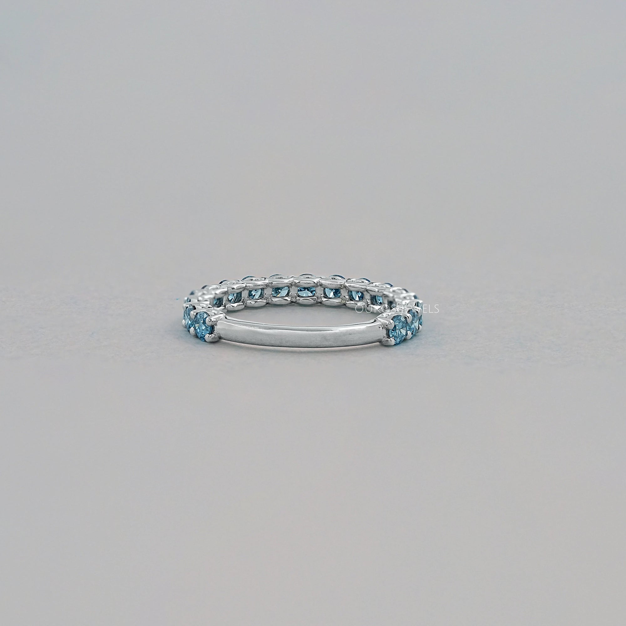Pink And Blue Round Lab Diamond Eternity Band