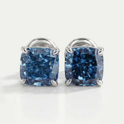 Blue Cushion Cut Lab Diamond Stud Earrings Earring