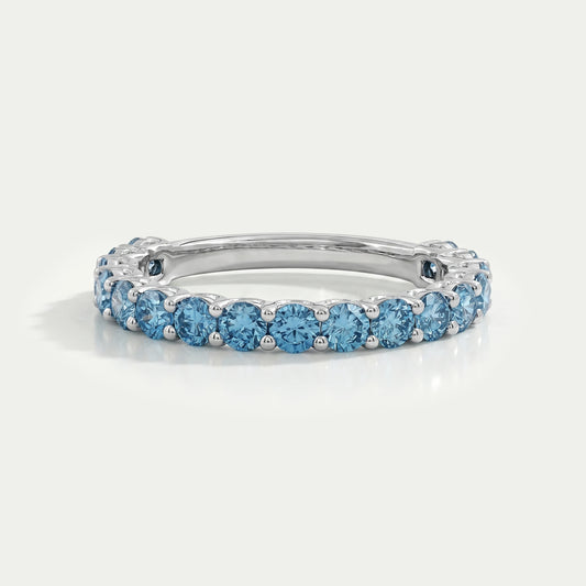 Pink And Blue Round Lab Diamond Eternity Band Ring