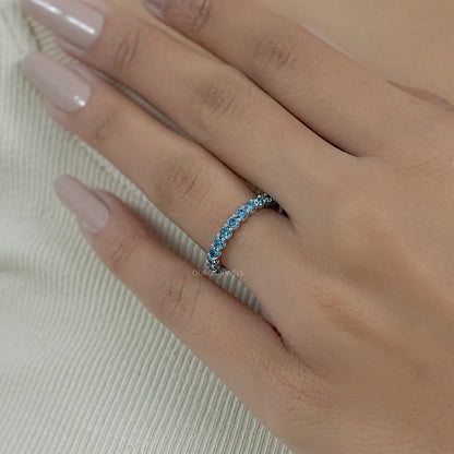 Pink And Blue Round Lab Diamond Eternity Band