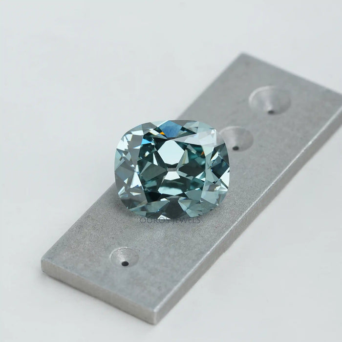 7.16 Carat Fancy Vivid Bluish Green Cushion Cut Lab Diamond Loose