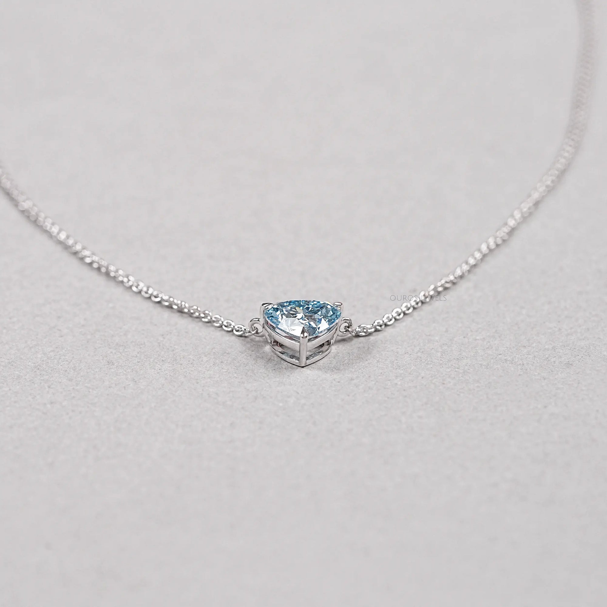 Blue Heart Cut Lab Grown Diamond Solitaire Pendant Necklaces