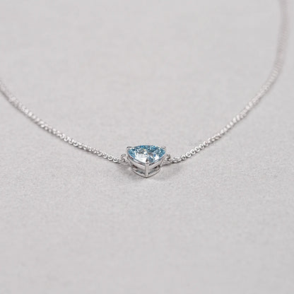 Blue Heart Cut Lab Grown Diamond Solitaire Pendant Necklaces