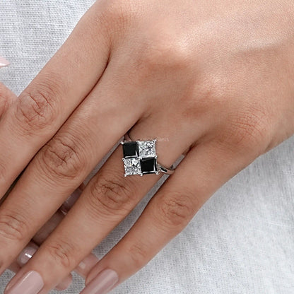 Princess Cut Black Diamond Anniversary Rings Ring