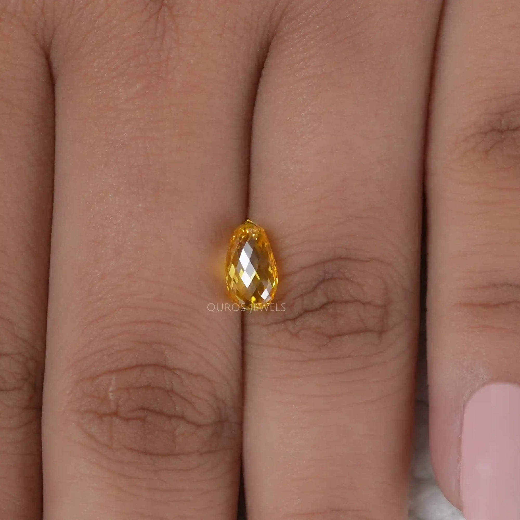 Yellow Briolette Cut Lab Grown Diamond