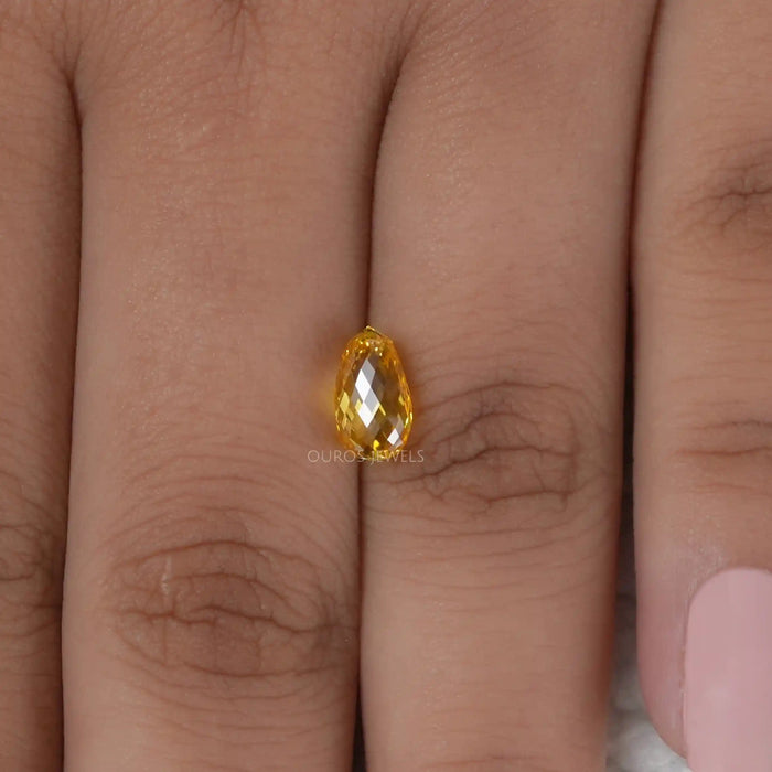 1.80 Carat Yellow Briolette Cut Lab Grown Diamond