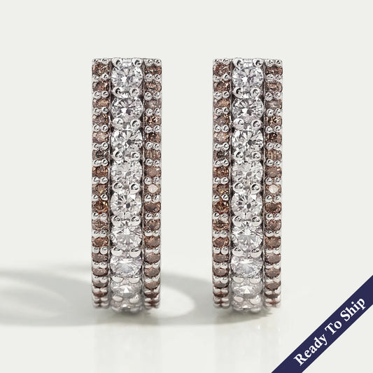 Brown Round Lab Diamond Bar Earrings Earrings