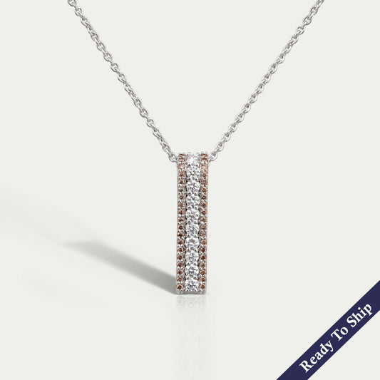 Brown Round Lab Diamond Bar Pendant Necklaces