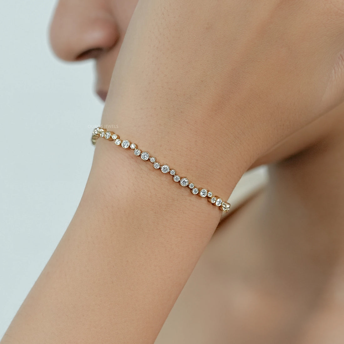 Bezel Set Bubble Diamond Tennis Bracelet Bracelet