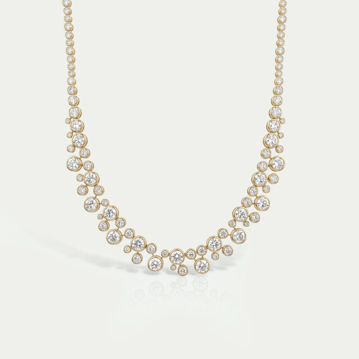 Bubble Set Bezel Cluster Lab Diamond Necklace