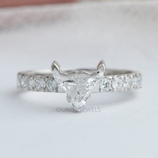 Bull Cut Lab Grown Solitaire Accent Diamond Engagement Ring