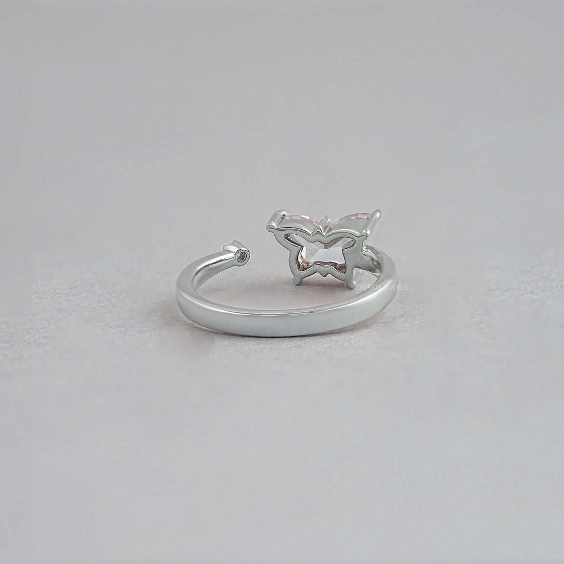 Fancy Vivid Pink Butterfly Cut Diamond Open Cuff Ring Ring