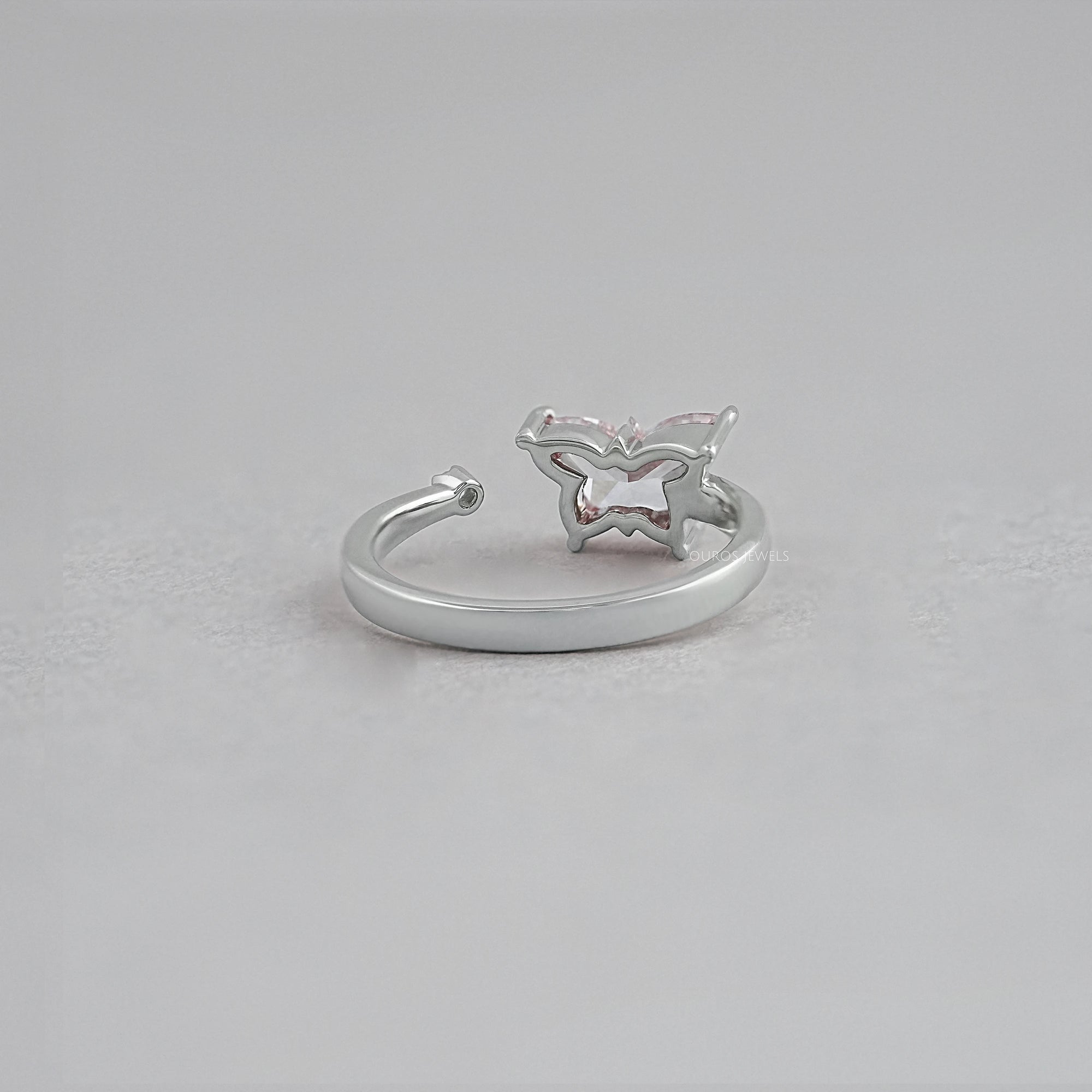 Fancy Vivid Pink Butterfly Cut Diamond Open Cuff Ring Ring