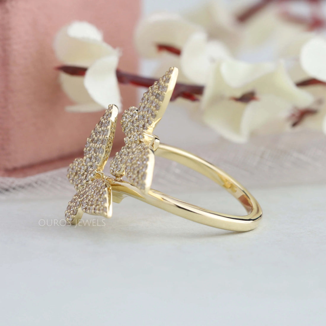 Butterfly Shape Round Cluster Diamond Anniversary Ring