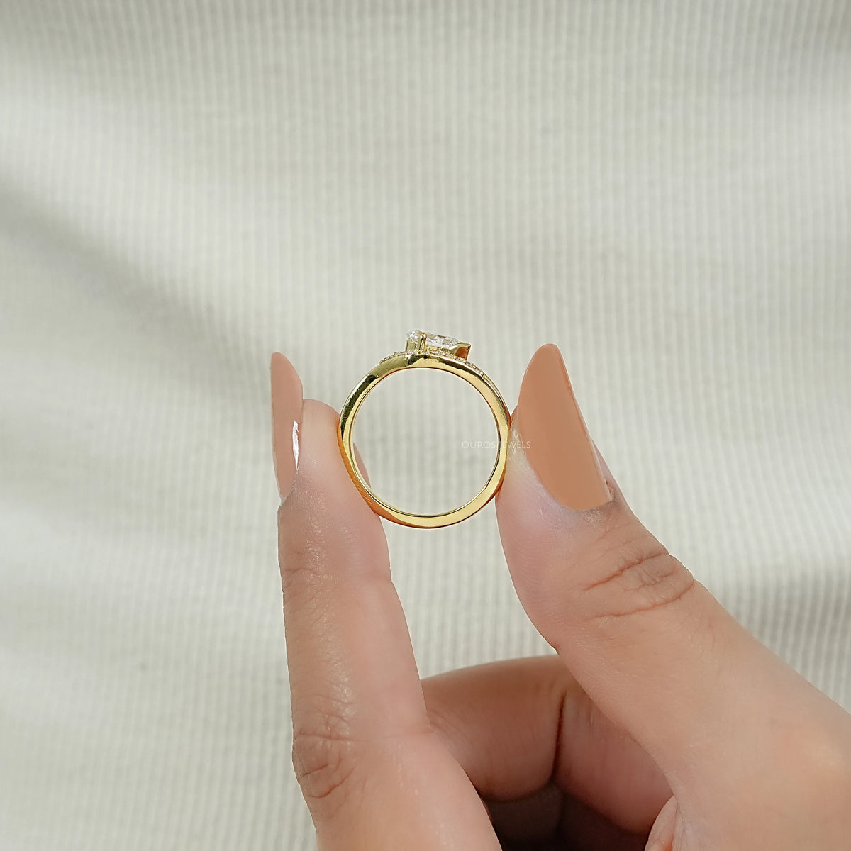 Old Mine Pear Lab Diamond Split Shank Bypass Ring