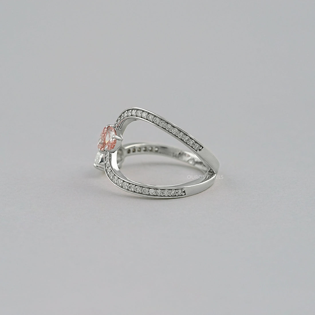 Pink Pear Cut Diamond Bypass Accent Ring Ring
