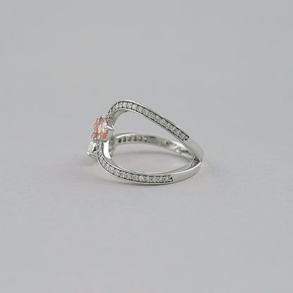 Pink Pear Cut Diamond Bypass Accent Ring Ring