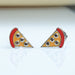 Brown Gemstone Pizza Slice Baby Stud Earrings