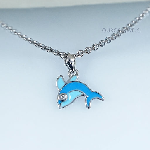Blue Enamel Dolphin Charm Kids Pendant