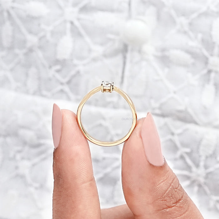 Round Cut Lab Grown Diamond Curved Solitaire Ring Rings