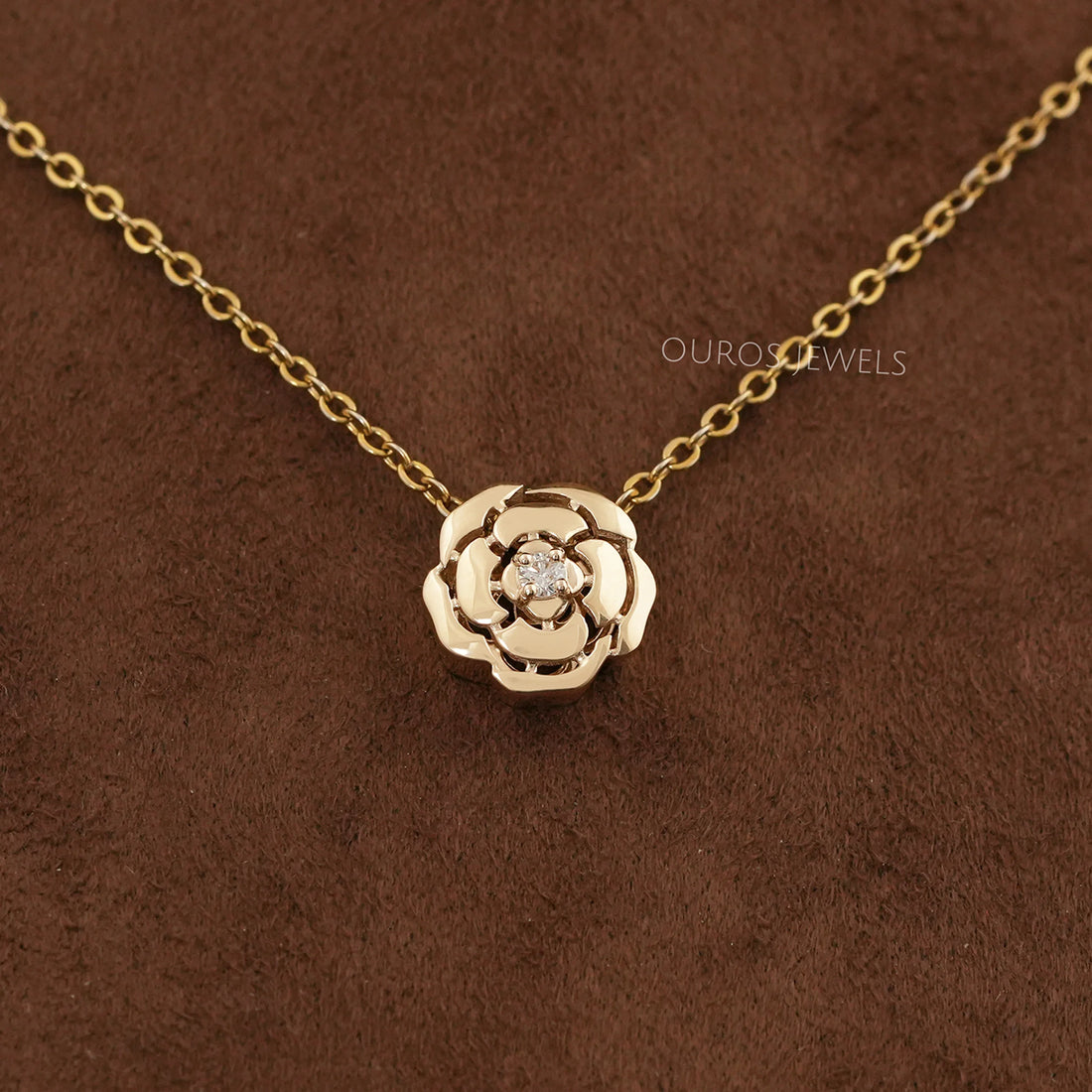 Chanel Camellia Flower Round Diamond Necklace Necklaces