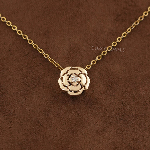 Chanel Camellia Flower Round Diamond Necklace Necklaces