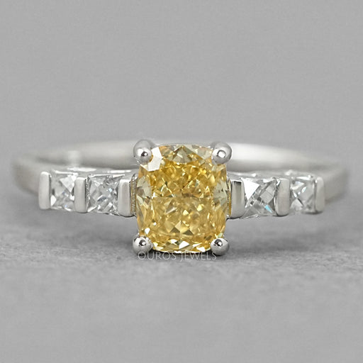 Canary Cushion Cut Lab Diamond Engagement Ring Ring