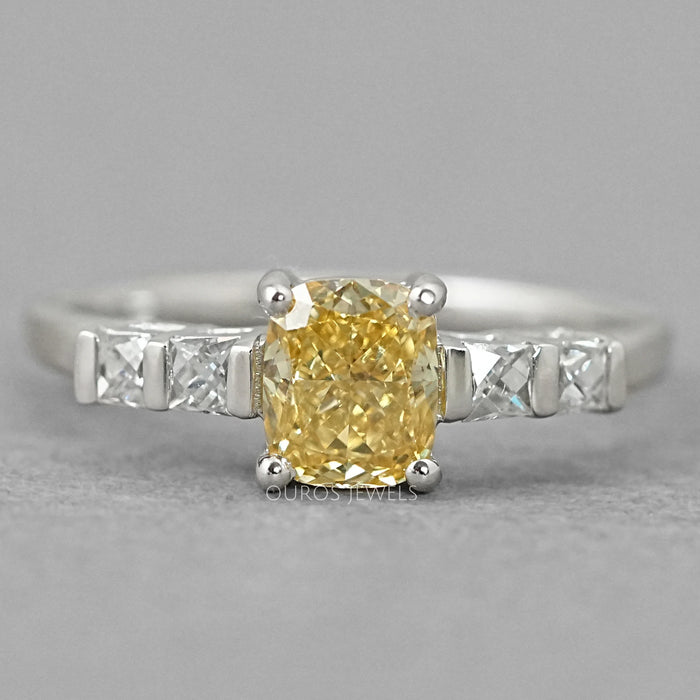Canary Cushion Cut Lab Diamond Engagement Ring Ring