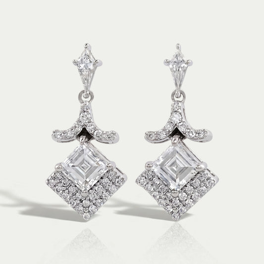 Carre Cut Lab Diamond Dangle Earrings Earring