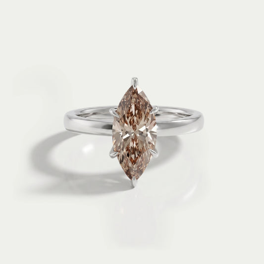 Champagne Marquise Lab Diamond Solitaire Ring Ring