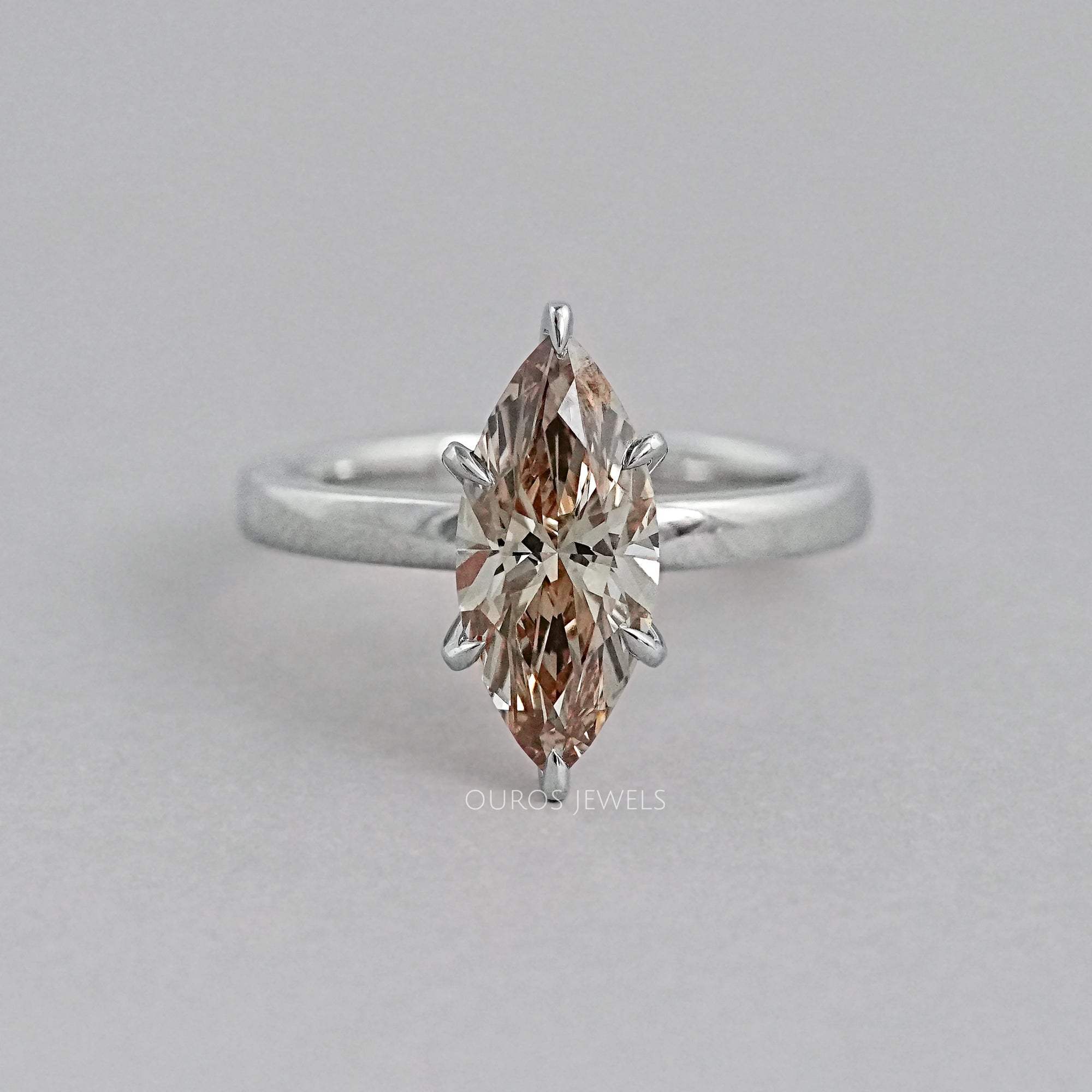 Champagne Marquise Lab Diamond Solitaire Ring Ring