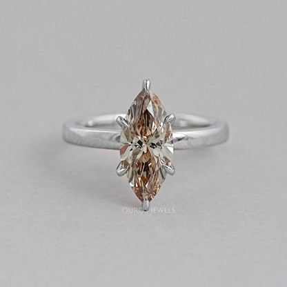 Champagne Marquise Lab Diamond Solitaire Ring Ring