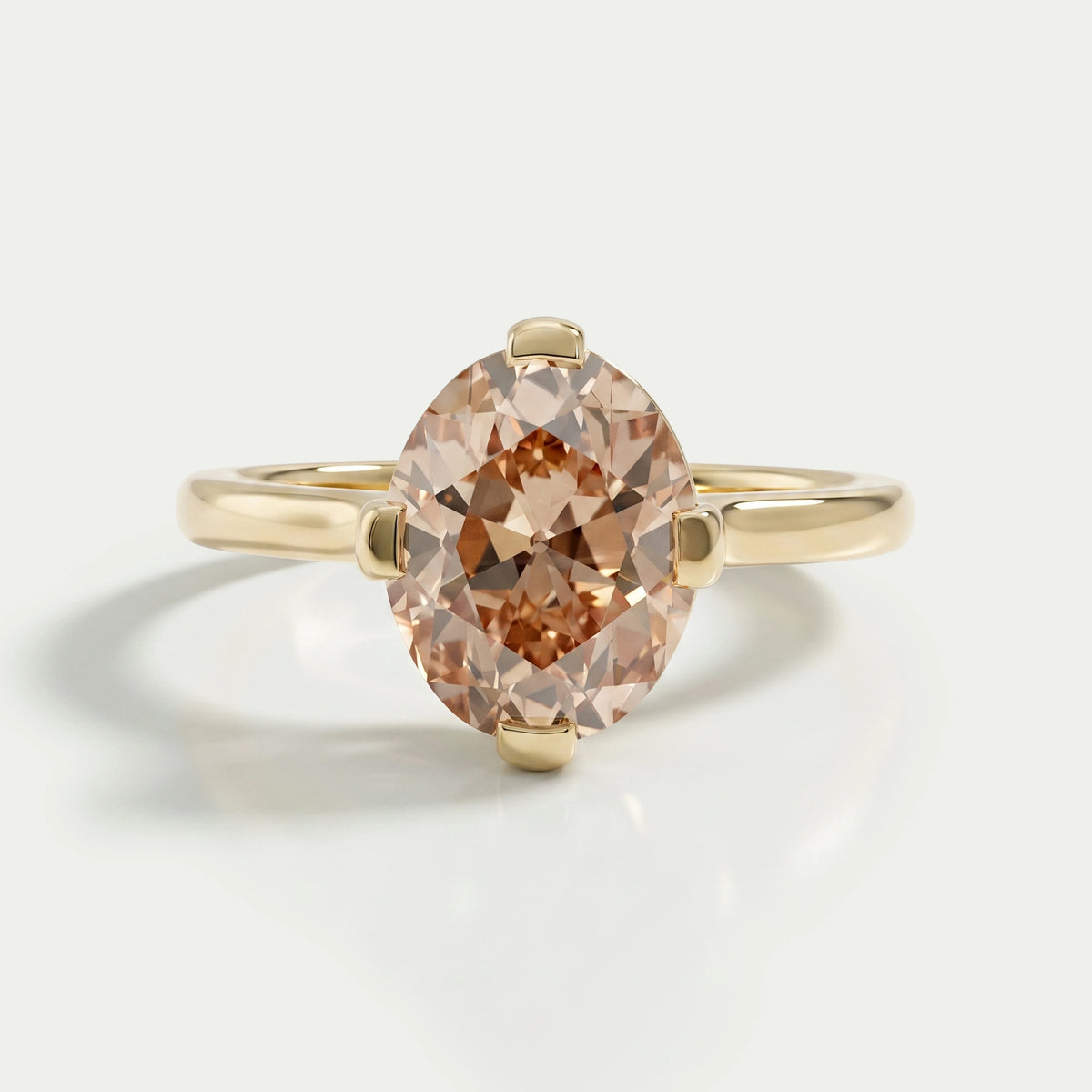 Champagne Old Mine Oval Cut Solitaire Ring Ring