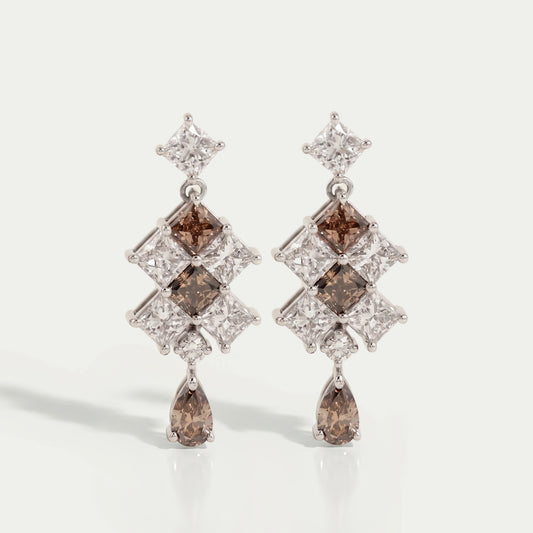 Champagne Princess Cut Lab Diamond Drop Earrings Earrings