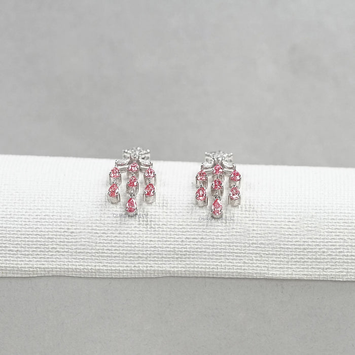 Fancy Pink Pear Chandelier Earrings Earrings