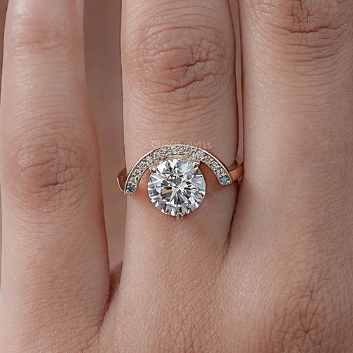 Half Halo Round Lab Diamond Engagement Ring Earring