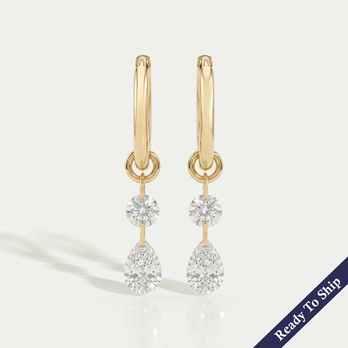 Pear And Round Cut Charm Dangle Hoop Earrings
