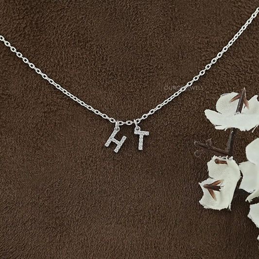 Charms Letter Round Diamond Pendant Necklaces