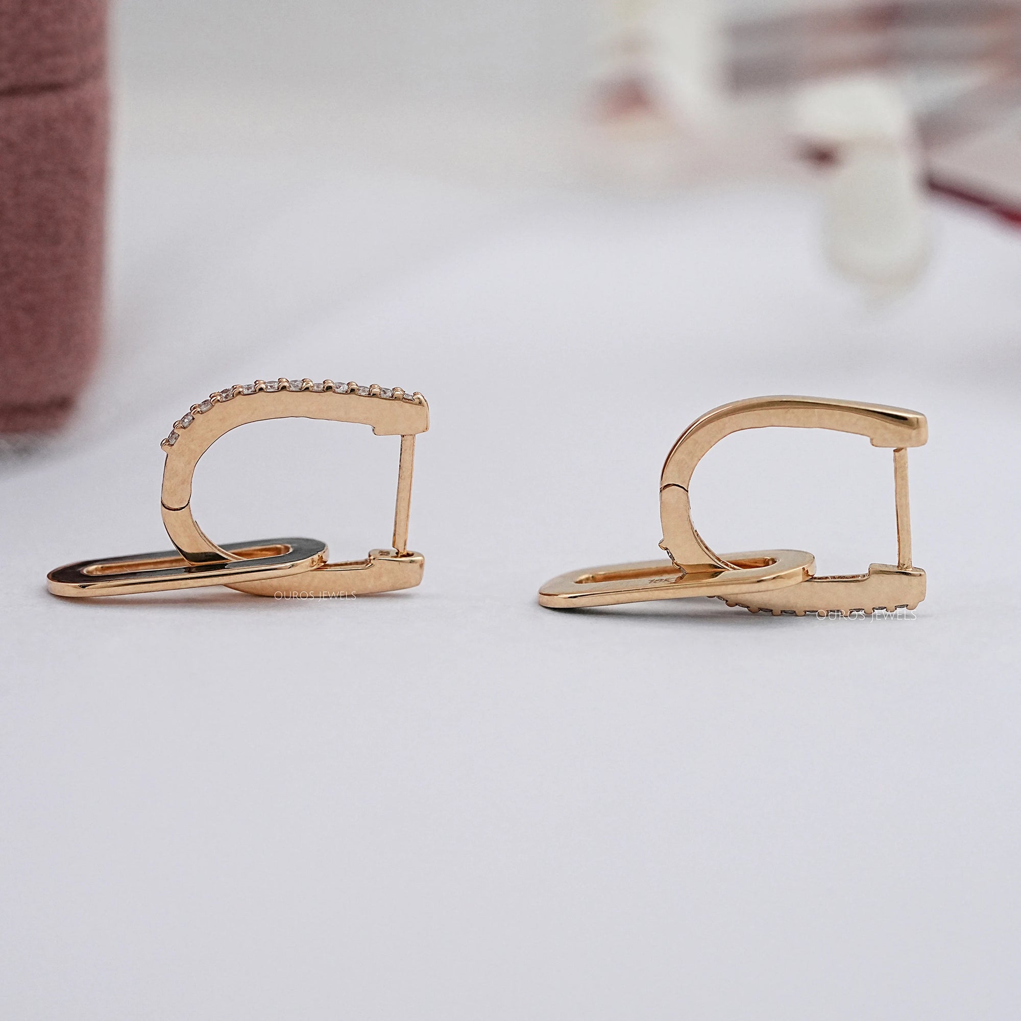 Round Cut Lab Diamond Double Hoop Link Earrings