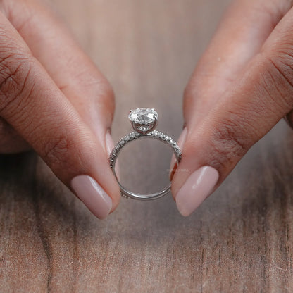 Round Cut Solitaire Accent Bridal Ring Set Ring