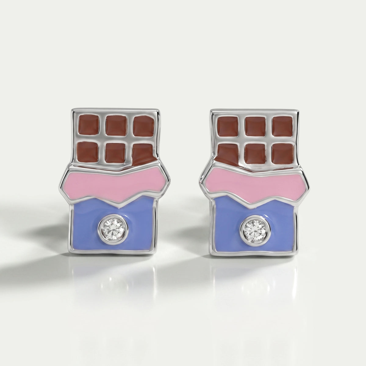 Chocolate Shape Enamel Earrings For Kids