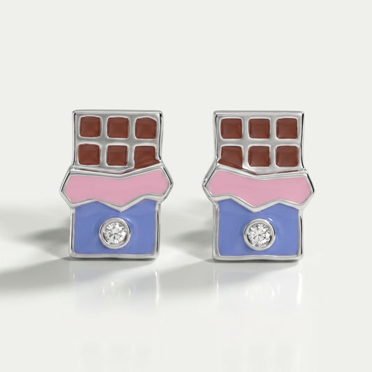 Chocolate Shape Enamel Earrings For Kids