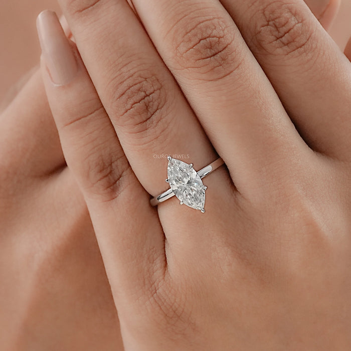 Marquise Cut Diamond Solitaire Engagement Ring Rings