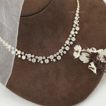 Bubble Set Bezel Cluster Lab Diamond Necklace