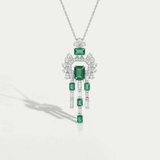 Cluster Diamond And Gemstone Pendant Necklaces