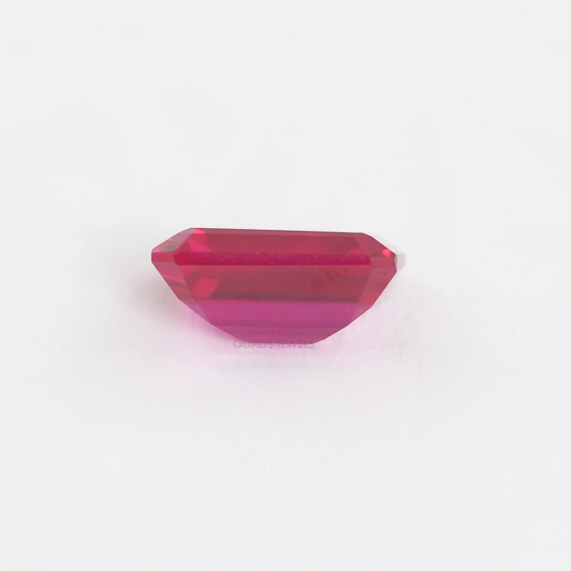Emerald Shape Light Red Ruby Gemstone