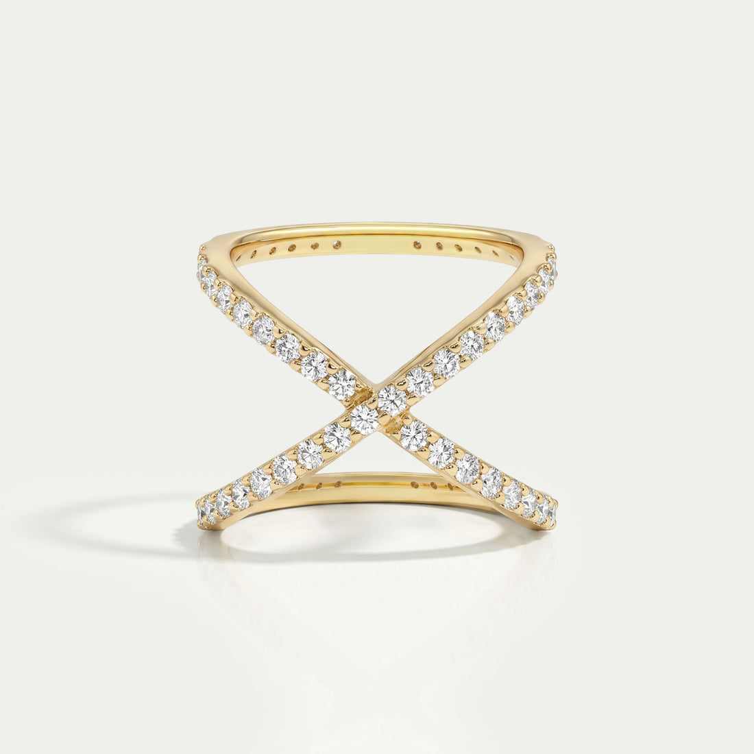 Criss Cross Style Round Cut Diamond Ring