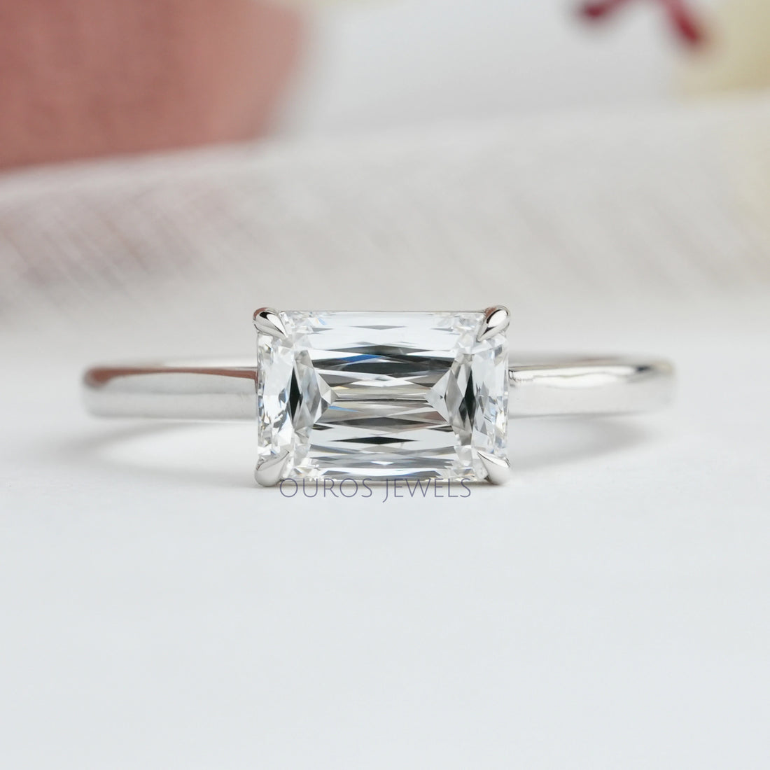 East West Criss Cut Lab Diamond Solitaire Ring