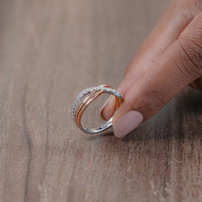 Round Lab Grown Diamond Crossover Wedding Band Ring